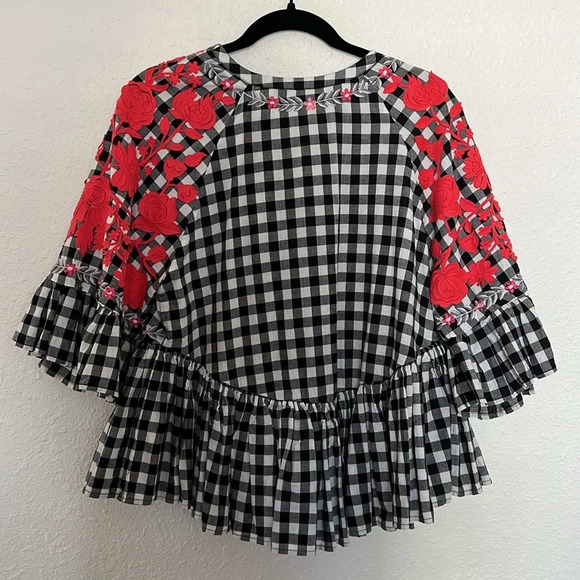 Anthropologie Pankaj & Nidhi Gingham Swing Tunic Blouse Size Small - Picture 4 of 5